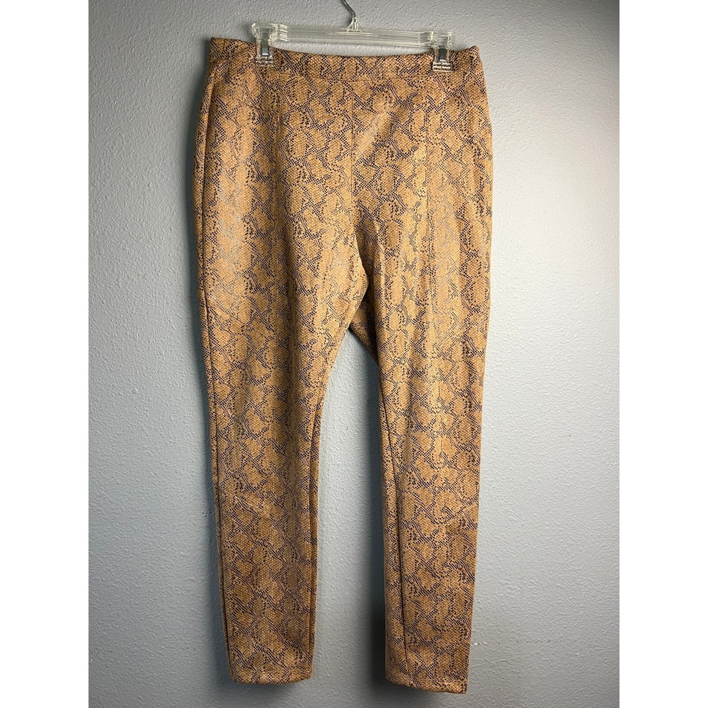 Philosophy Republic Clothing Faux Leather Snakeskin Print Slim Pants Tan Black